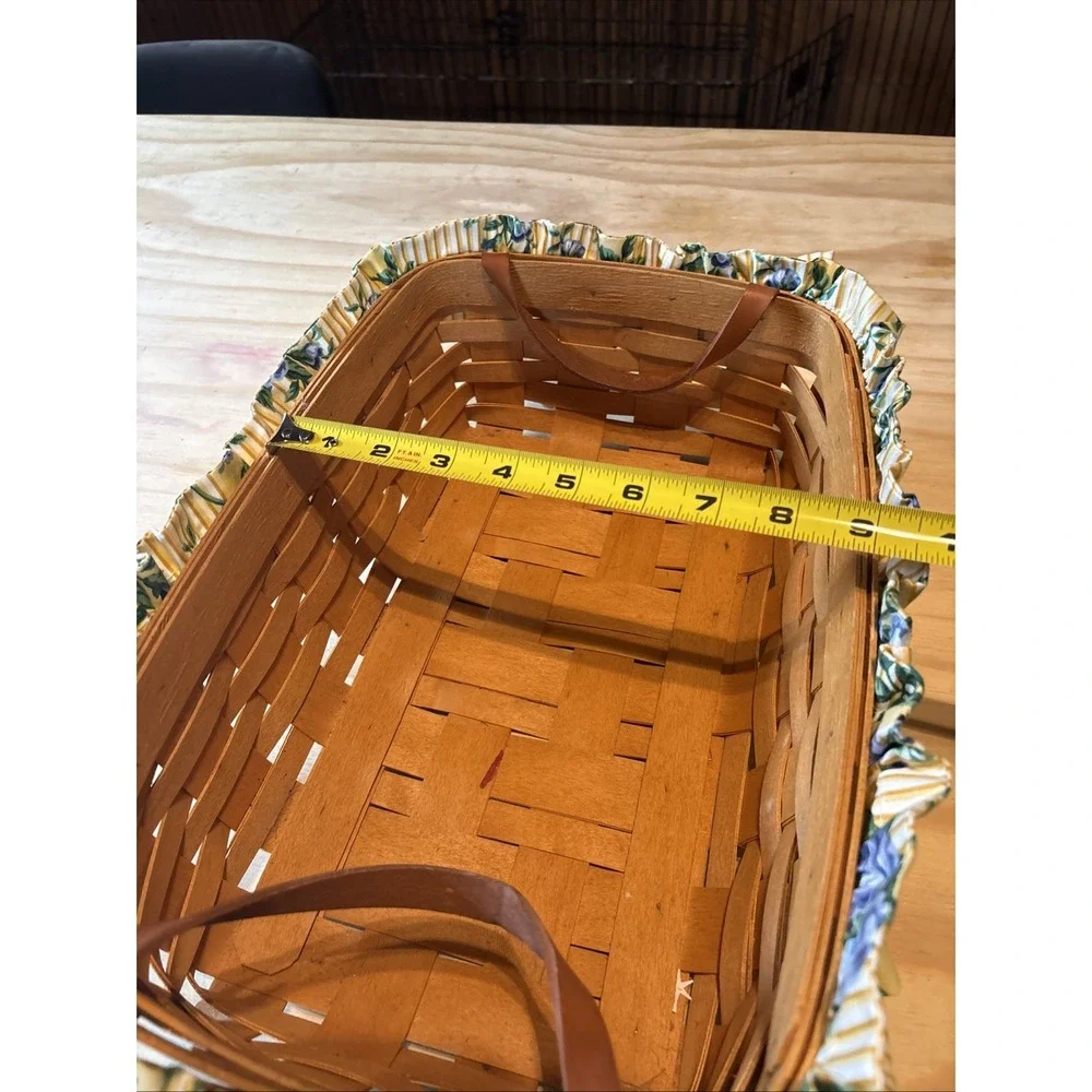 Longaberger 1997 Hand Woven Basket W/ Flower Scrunch  Ribbon 8x14